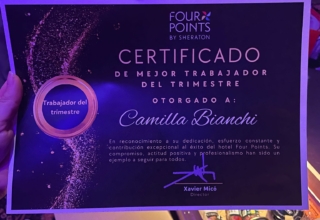 Camilla Bianchi, nombrada mejor trabajadora del trimestre por la cadena de Hoteles Sheraton